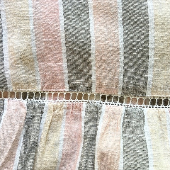 Caslon Cabana Stripe Linen Lattice Trim Tiered Maxi Dress Vertical Stripes - Picture 13 of 14